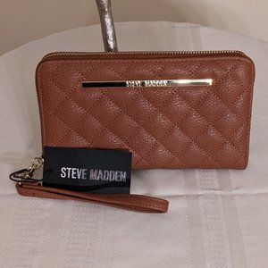 NWT - Steve Madden , Brown Zip Around Wristlet Wallet